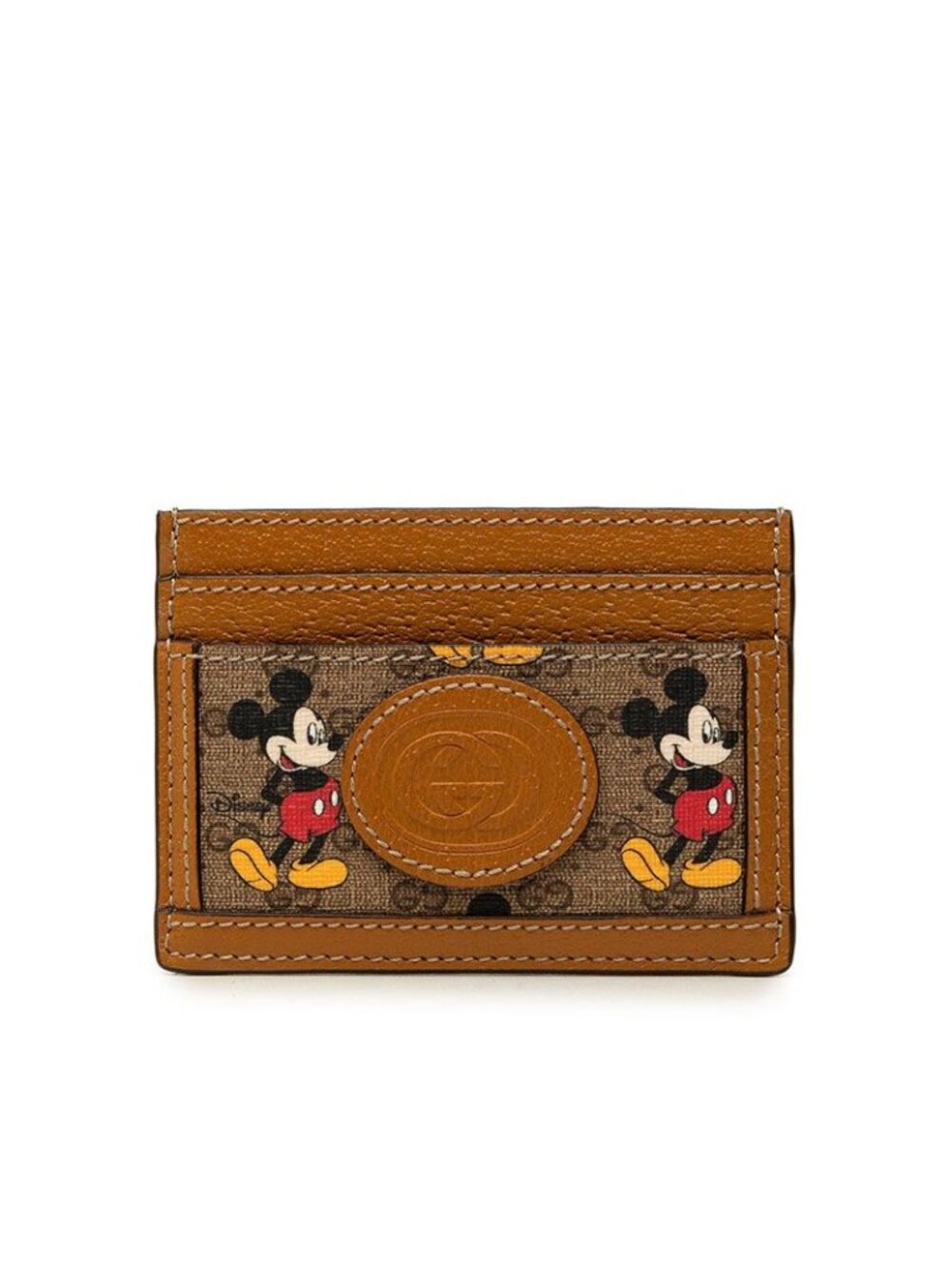 Gucci Disney Mickey Mouse Micro GG Card Case Brown Leather